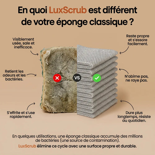 LuxScrub™ L'éponge qui ne raye pas (et ne pue jamais)